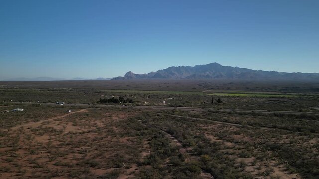 Tucson Arizona aerial of desert mountains in Agua Linda Coronado national Forest