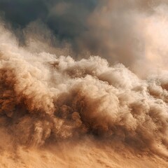 Dusty sand storm cloud with dynamic motion forming abstract dry texture and atmospheric background
