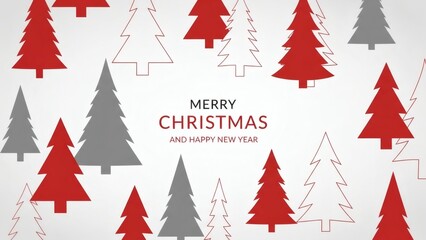 Fototapeta premium Christmas Tree Pattern with Merry Christmas Greeting.