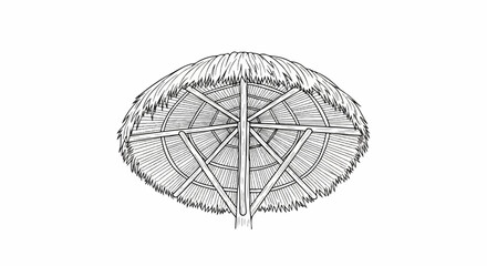 Detailed illustration of the underside of a thatched roof parasol structure © bolot