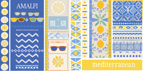 A vibrant collage featuring sunglasses lemons and mediterranean patterns © Bipul