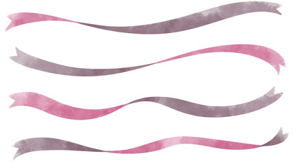 ツートンカラーのねじれたリボンライン素材ピンクと茶色セット