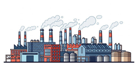 Obraz premium Industrial factory complex with smoking chimneys and buildings.