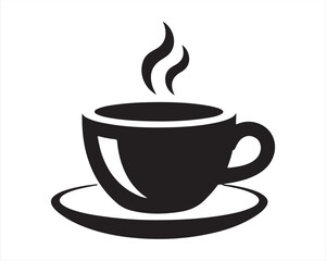 Obraz premium Hot Coffee Cup Icon with Steam Vector Illustration