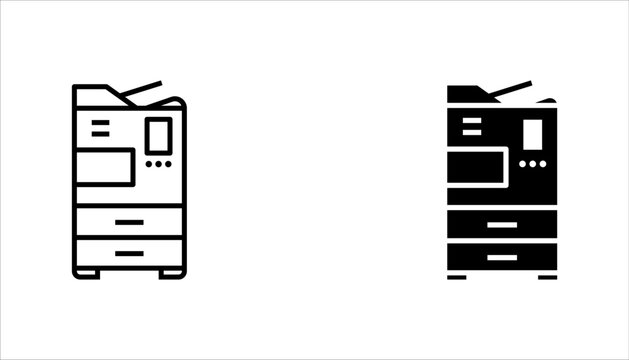 Multifunction Printer Copier Icon Black and White Set.