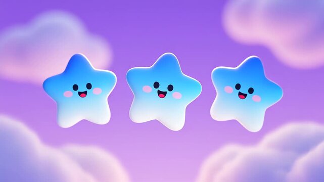 BlueSmileyStarsonPurpleCloudySky