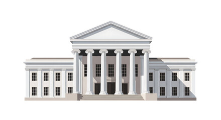 Fototapeta premium Majestic neoclassical public building with classic columns, symbolizing government, education, and justice