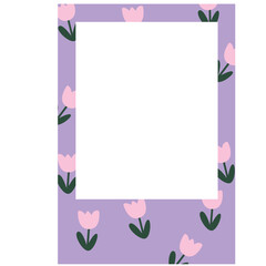 frame polaroid flowers colorfull vactor illustration