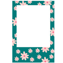 frame polaroid flowers colorfull vactor illustration