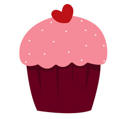 icon, cupcake, pink, cute, dessert, sweet, celebration, design, valentine, heart, cream, chocolate, romantic