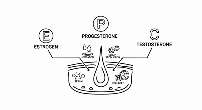 Hormones influence skin health, affecting hydration, sebum and collagen
