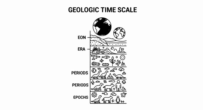Illustrative geologic time scale with distinct eras and epochs depicted