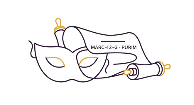 Purim celebration with mask and grogger toy on March 2-3