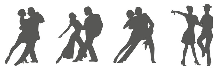 Ballroom dance couple silhouette collection