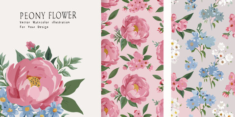 Floral pattern featuring peony blossoms and delicate botanical illustrations © Uttam