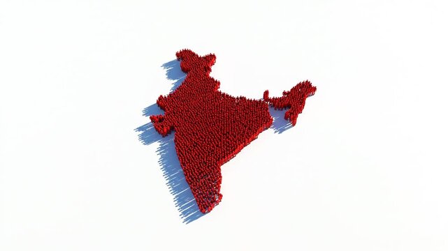 Red human figures forming map of India symbolizing population density