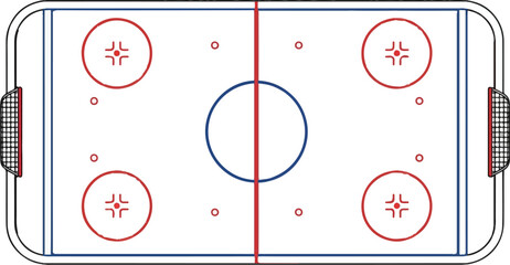 Overhead view of a clean, stylized ice hockey rink with nets © Kemeja