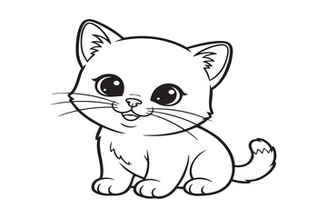 Obraz premium Cute kitten outline illustration for kids coloring page on white background