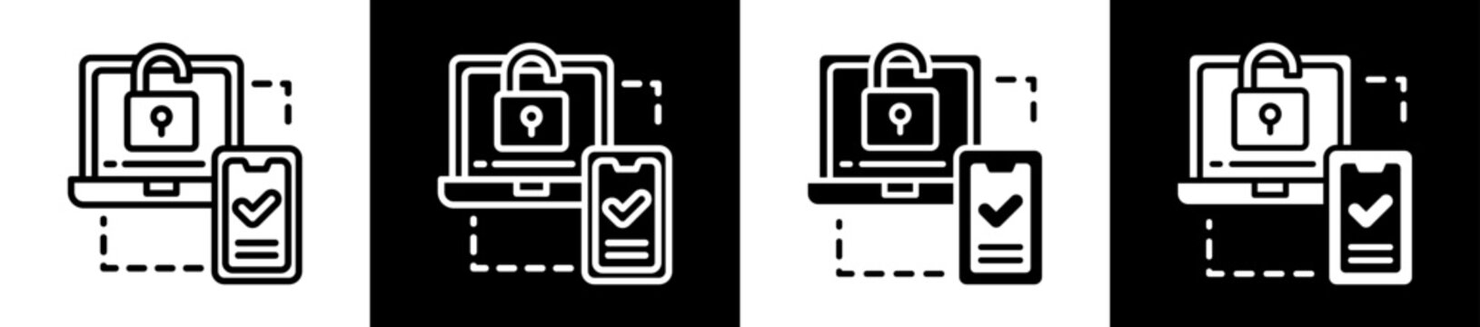 Two Factor Authentication Icon Set In Black And White Filled Style Collection