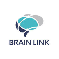 Obraz premium Brain Link Technology Innovation Logo Design