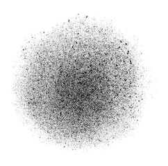 Abstract black ink splatter spray texture with dust particles.