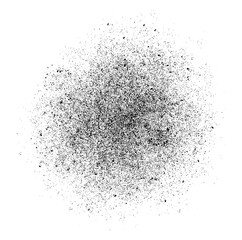 Abstract black ink splatter spray texture with dust particles.