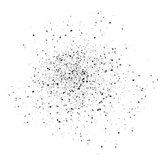 Obraz premium Abstract black ink splatter spray texture with dust particles.