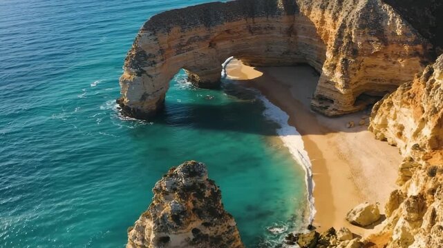 praia do camilo, lagos, portugal, algarve, aerial view