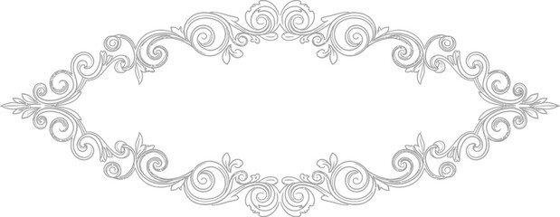 Elegant floral design featuring intricate patterns and swirling shapes in a decorative frame