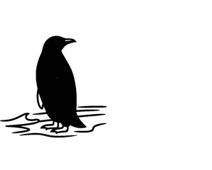 Obraz premium Silhouette of a penguin standing on ice