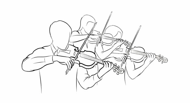 Sketch of a string quartet playing violins