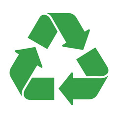 Green recycle symbol flat icon for eco friendly designs