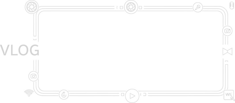 Vector graphic frame template design for vlog title sequence with modern geometric shapes and placeholder text