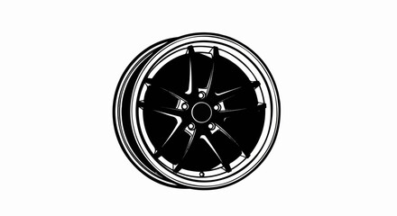 Fototapeta premium Sleek five-spoke alloy wheel with a polished rim on a white background