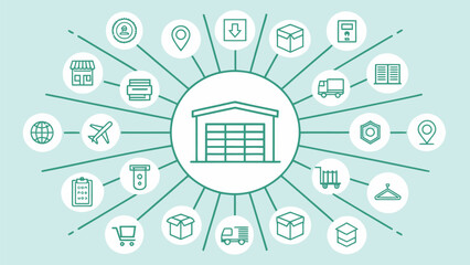 Smart Warehouse and Logistics Network Concept &ndash; Supply Chain Vector Illustration