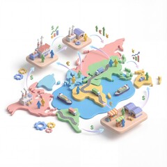 Obraz premium Global Supply Chain Logistics Manufacturing, Transportation, and Distribution Across Continents