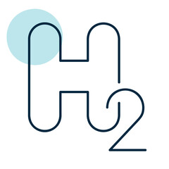 Obraz premium Hydrogen chemical formula outline vector icon