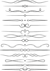 Fototapeta premium Elegant collection of classic calligraphic swirl line page dividers and decorative flourishes