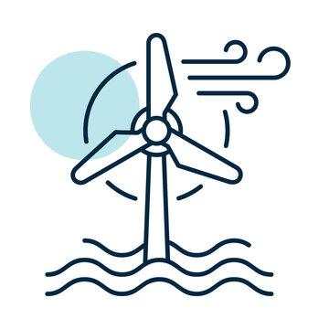 Offshore wind turbine outline vector icon