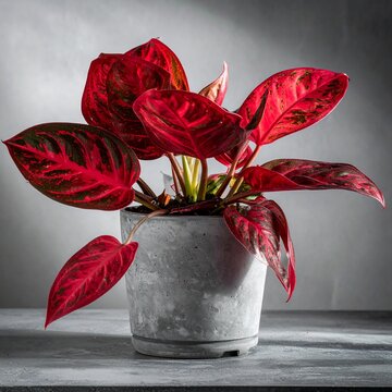 red algonema plant in a pot