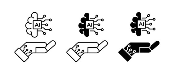Naklejka premium Generative AI vector icons. AI and humans collaborate symbol