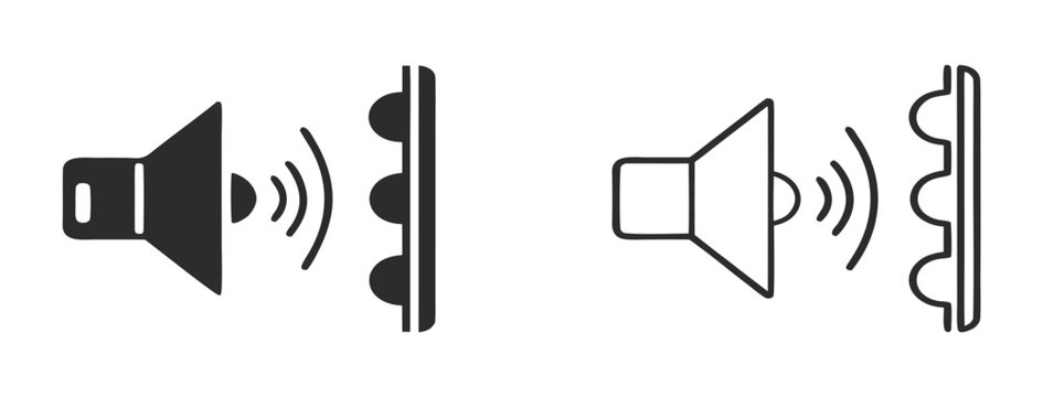 Soundproof vector icons. Acoustic insulation vector signs set. Soundproof icon. Acoustic panels icon

