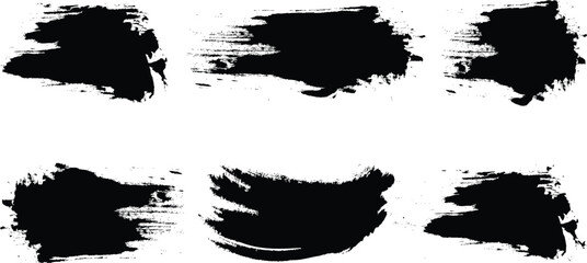 Black grunge brush strokes vector pack  dry Ink paint texture collection