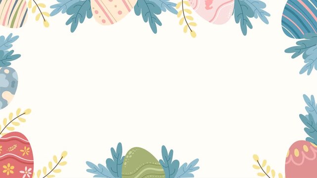 Easter decorative frame animation with pastel eggs and floral for quote background