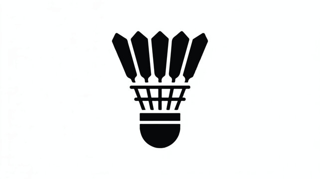A minimalist black and white icon design of a badminton shuttlecock. 
