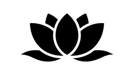 Fototapeta premium Black and white abstract lotus flower vector illustration with elegant leaves and decorative floral design