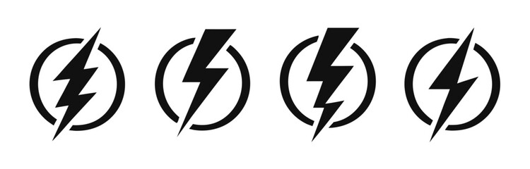 Lightening bolt vector icons set