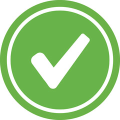 Green Check Mark Icon in Circle for Success and Approval Concept, interface (UI) buttons, survey forms, educational materials, and business presentations focused on quality assurance.
