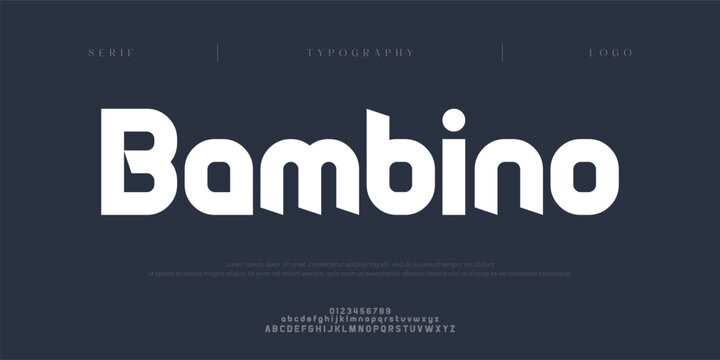 Bambino, Creative digital abstract Modern Alphabet Font. Typography urban style fonts for technology, digital, movie logo design. vector illustration
