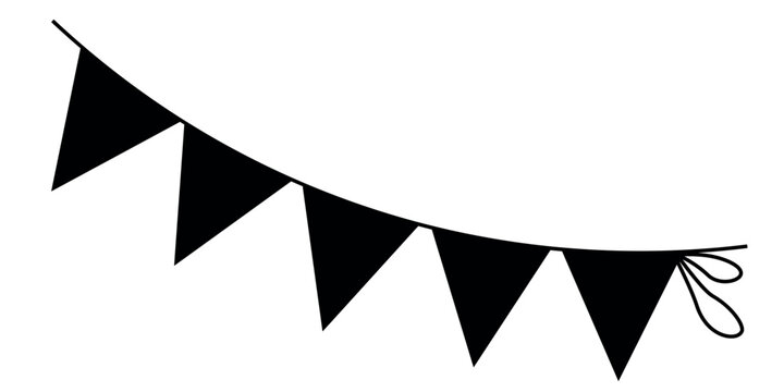 Simple black party flags garland illustration for festive event decoration and celebration design vector